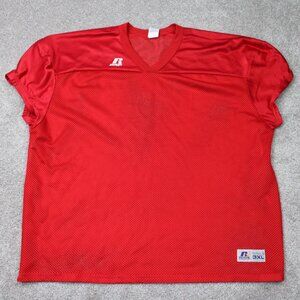 Russell Athletic Football Jersey Mens 3XL Red Blank Mesh Short Sleeve Pullover